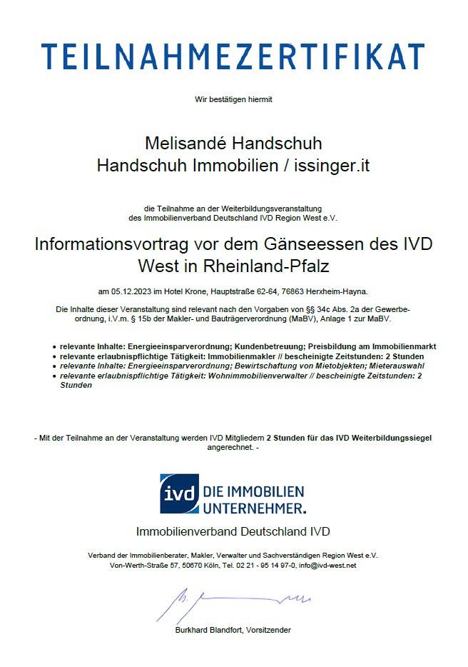 Informationsvortrag vor dem Gänseessen des IVD West in Rheinland-Pfalz