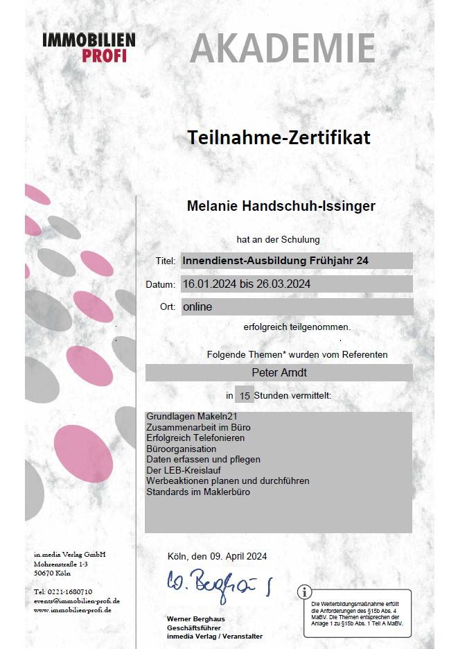 Innendienst-Ausbildung Frühjahr 24