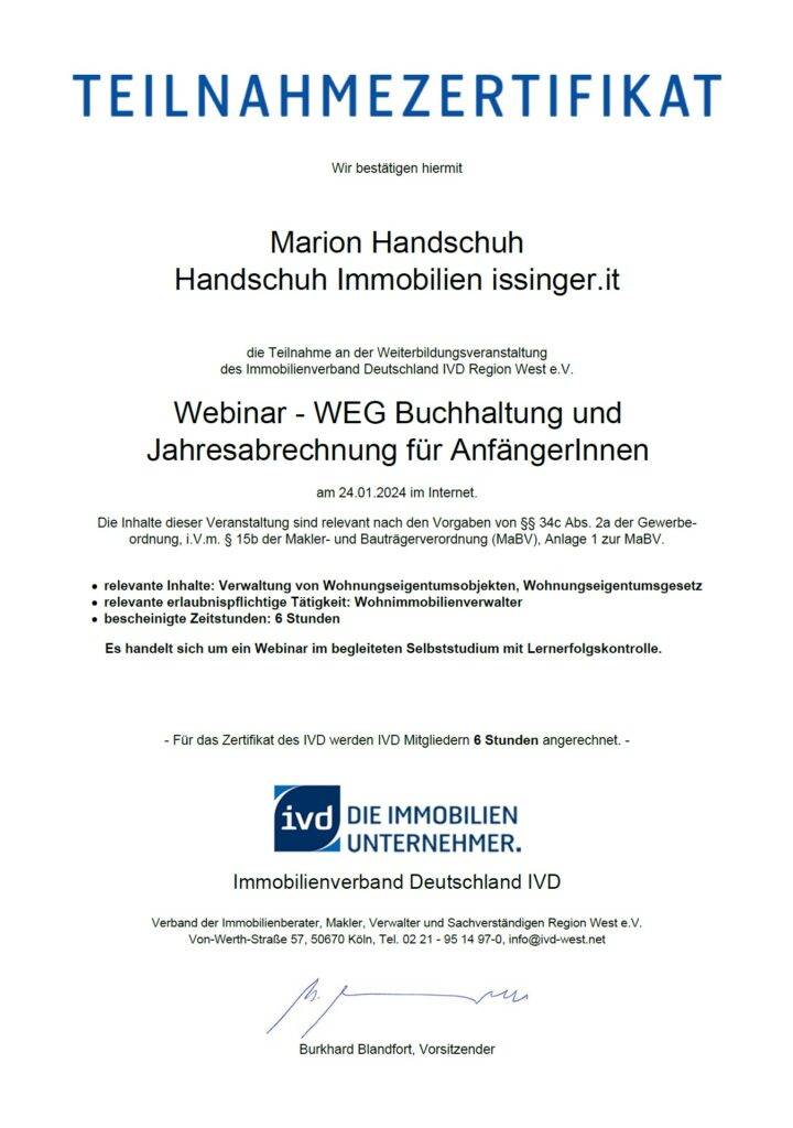 WEG Buchhaltung und Jahresabrechnung für AnfängerInnen