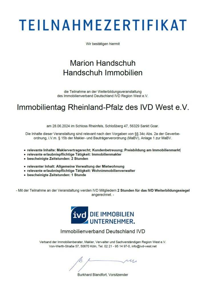 Immobilientag Rheinland-Pfalz des IVD West e.V.