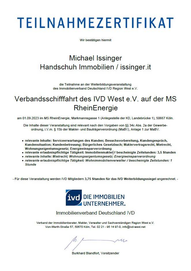 Verbandsschifffahrt des IVD West e.V. auf der MS RheinEnergie