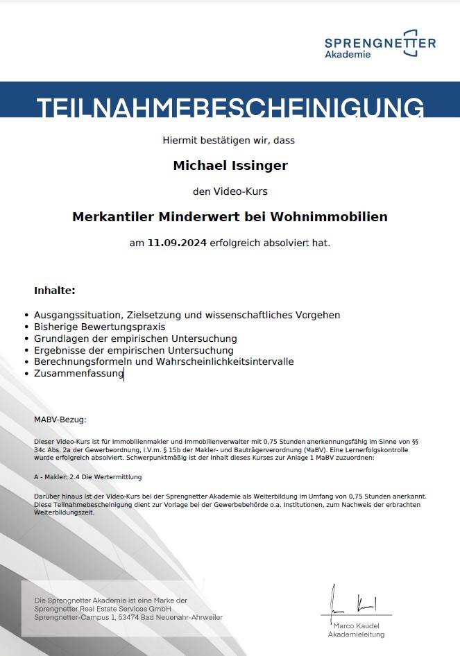 Merkantiler Minderwert bei Wohnimmobilien