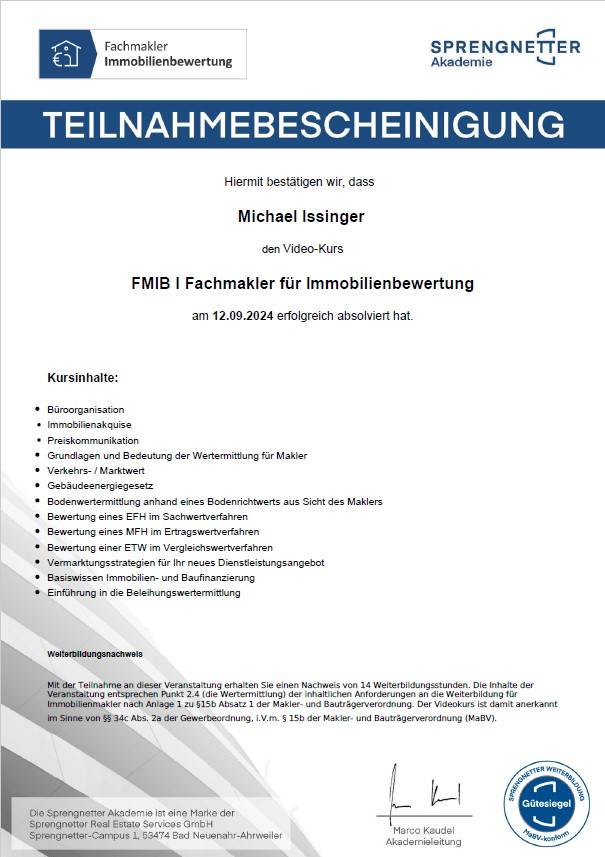 Fachmakler für Immobilienbewertung