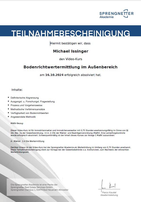 Bodenrichtwertermittlung im Außenbereich